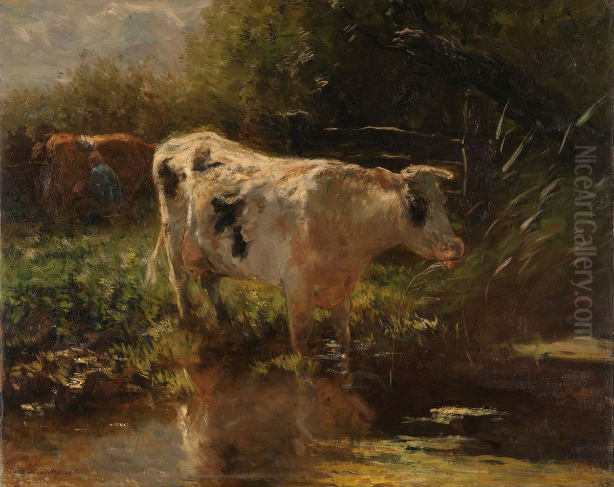 Koe Aan De Slootkant Oil Painting by Willem Maris