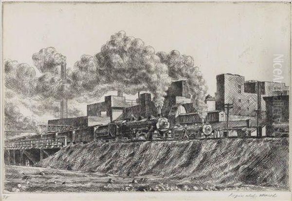 Erie R.r. And Factories Oil Painting by Reginald Marsh