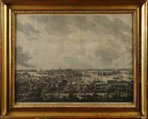 Stockholm Sedt Fran Mose-backe Pa Sodermalm Oil Painting by Johan Fredrik Martin