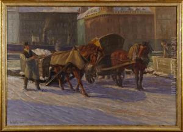 Hastar Vidnybroviken Oil Painting by Seth Roland Martin