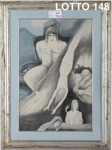 Le Perdute Oil Painting by Alberto Martini