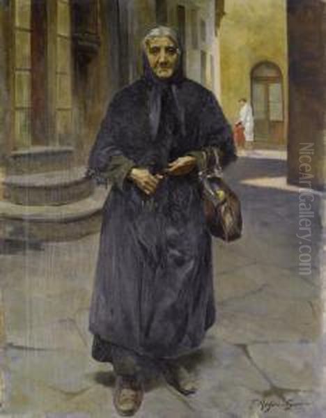 Figura In Strada Oil Painting by Filippo Martori Savini