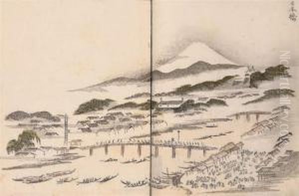 Sansui Ryakuga Shiki [landscapes In The Cursive Picture Style] Oil Painting by Kitao Masayoshi