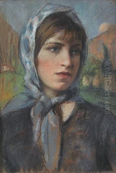 Giovane Contadina Oil Painting by Giuseppe Mascarini