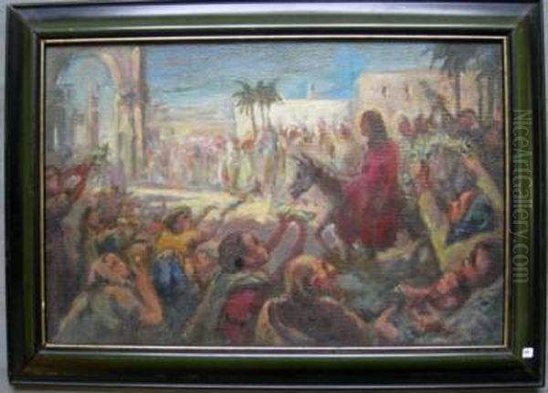 Ingresso Di Gesu' A Gerusalemme Oil Painting by Giuseppe Mascarini