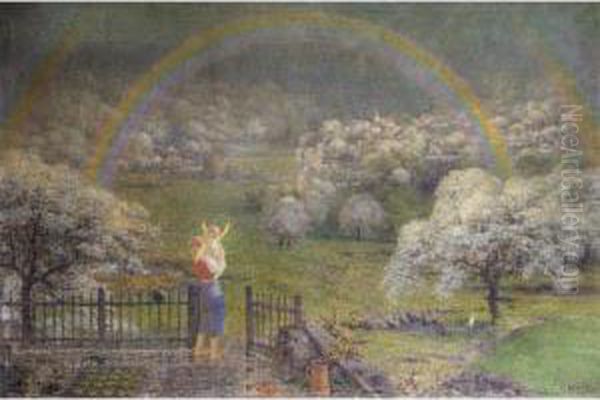 Welcoming The Rainbow Oil Painting by Vitezlav Karel Masek