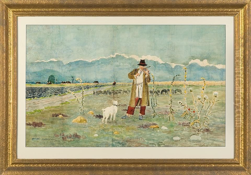 Musician Oil Painting by Stanislaw Maslowski