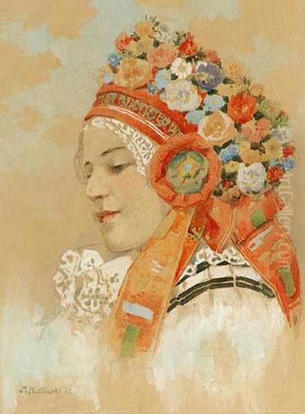 Panna Mloda, [przed ?] 1925 Oil Painting by Stanislaw Maslowski