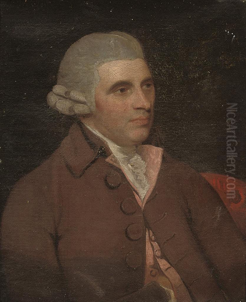 Portrait Of A Gentleman, Half-length, In A Brown Coat And Pinkwaistcoat Oil Painting by John James Masquerier