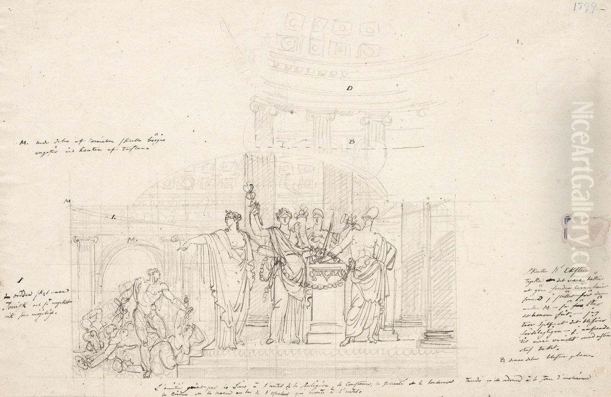 Studie Till Fondmalning Oil Painting by Louis Masrelier