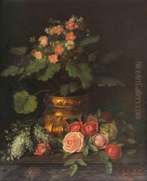 Vase De Fleurs Oil Painting by Emmanuel Masse