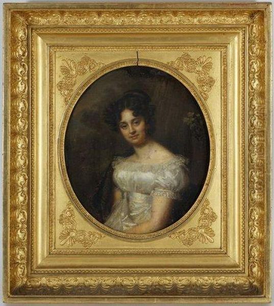 Portrait De Madame Catherine Marc Cramer Nee Mallet Oil Painting by Firmin Massot