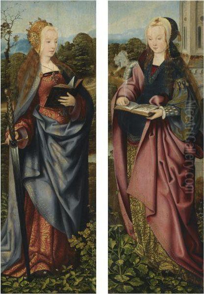 Saint Catherine Oil Painting by The Master Of Frankfurt