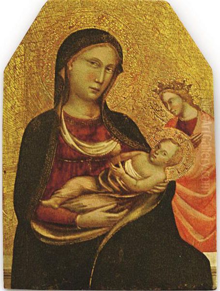 Madonna Col Bambino E Santa Caterina Dalessandria Oil Painting by Master Of Sant'Ivo