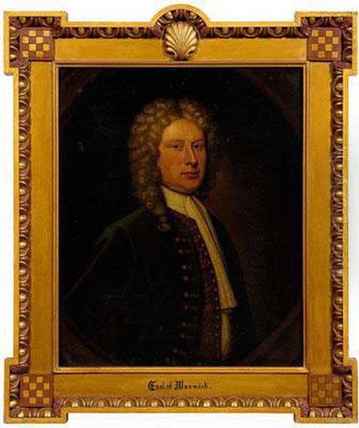 British Portrait,Wigged Nobleman Wearing A Green Velvet Frock Coat And Brocaded Vestk Oil Painting by Master Of The Leonardesque Female Portraits