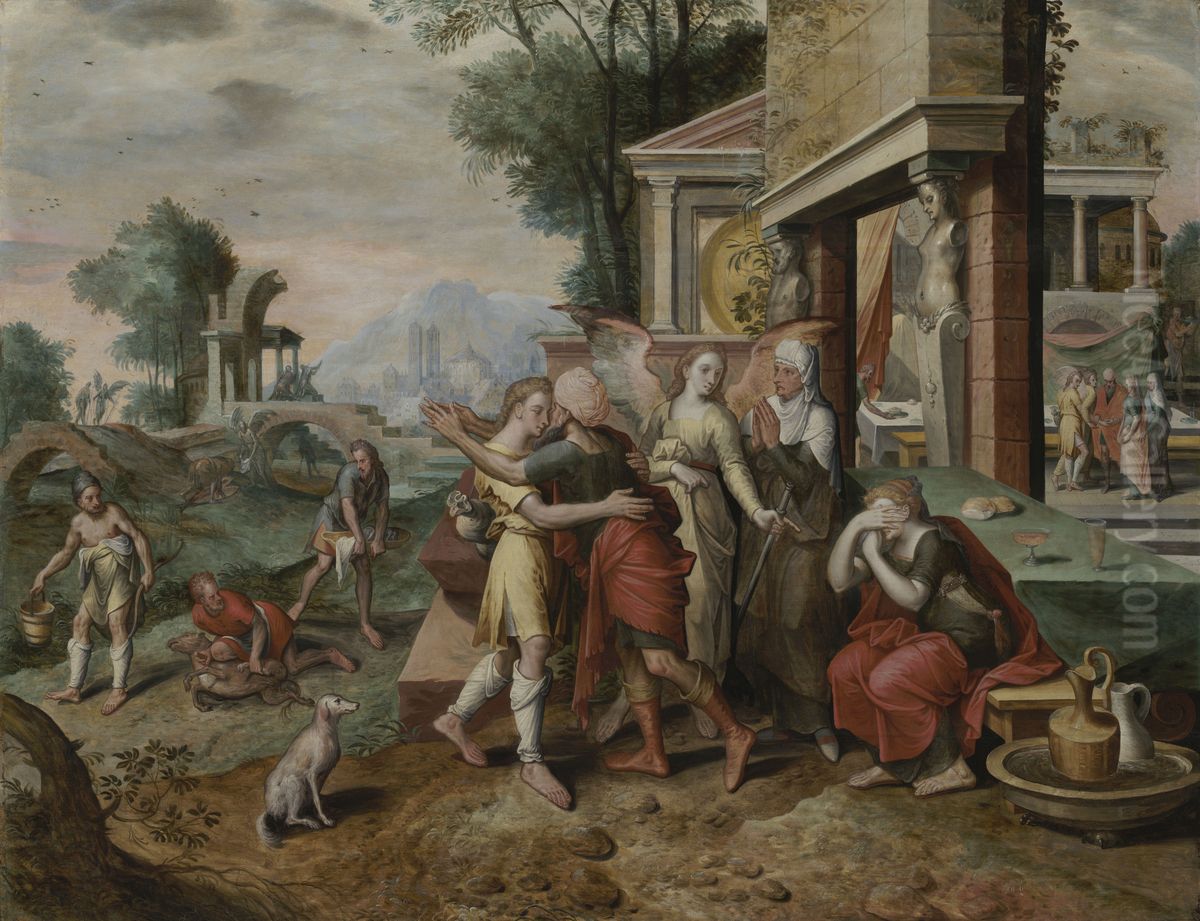 The Return Of Tobias Oil Painting by Master Of The Prodigal Son