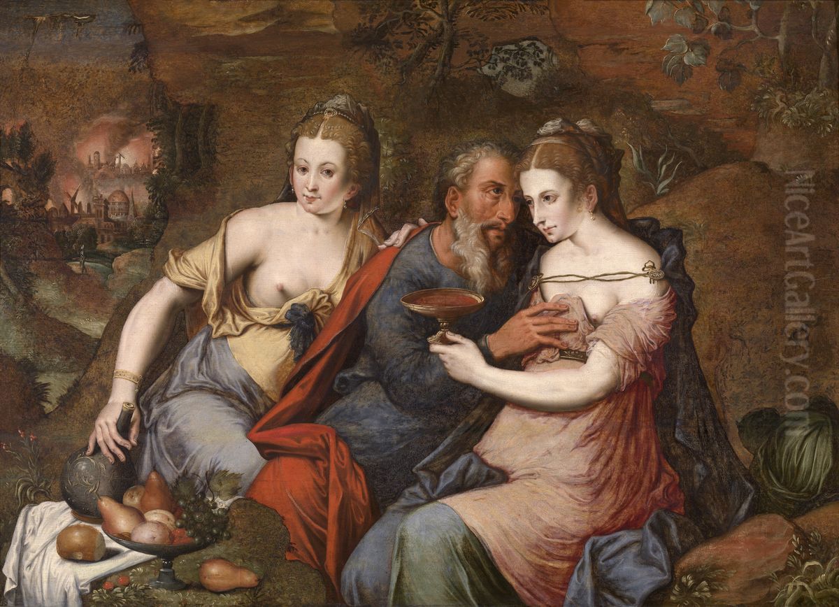 Lot And His Daughters Oil Painting by Master Of The Prodigal Son