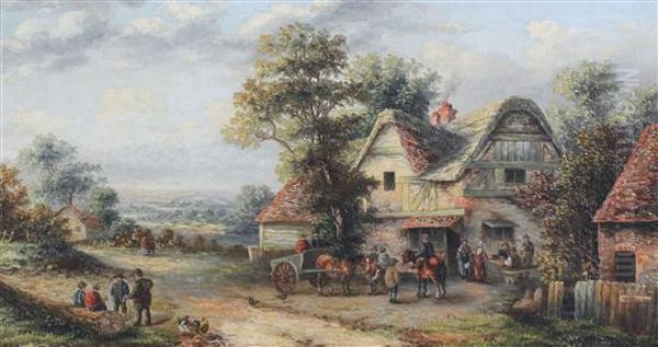 Village Scenes; Near Guildford & Near Ockley Oil Painting by Masters Edward