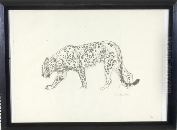 Leopard Oil Painting by Arvid Mather
