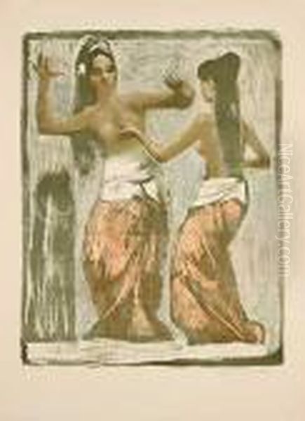 Javanische Tanzerinnen Oil Painting by Arvid Mather