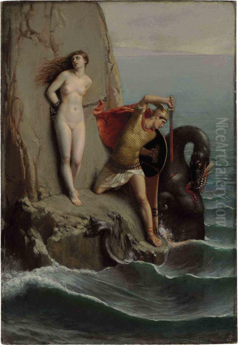 Perseus And Andromeda Oil Painting by Louis Nicolas Matout