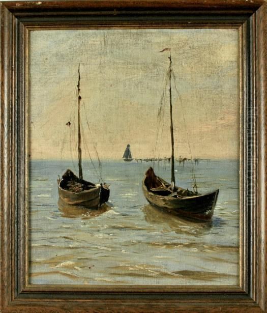 Fischerboote Oil Painting by Karl Otto Matthaei
