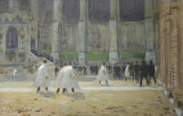 Hurrying To Chapel, Eton College Oil Painting by Alexander James Mavrogordato
