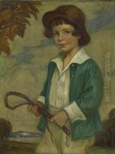 Portrait Eines Knaben Mit Peitsche. Oil Painting by Corneille Max