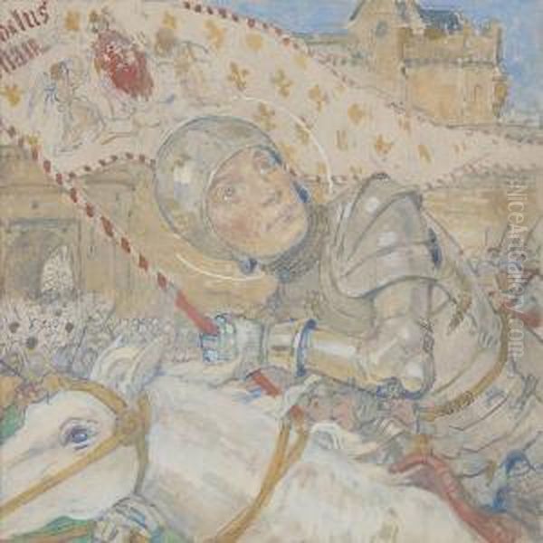 Jeanne D'arc Oil Painting by Edgard Maxence
