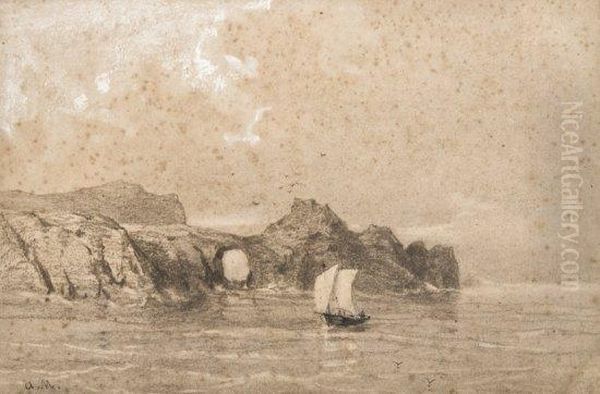 Voilier Sur Les Cotes Bretonnes Oil Painting by Auguste Etienne Francois Mayer