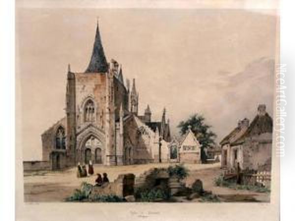 Eglise De Penmarch Oil Painting by Auguste Etienne Francois Mayer