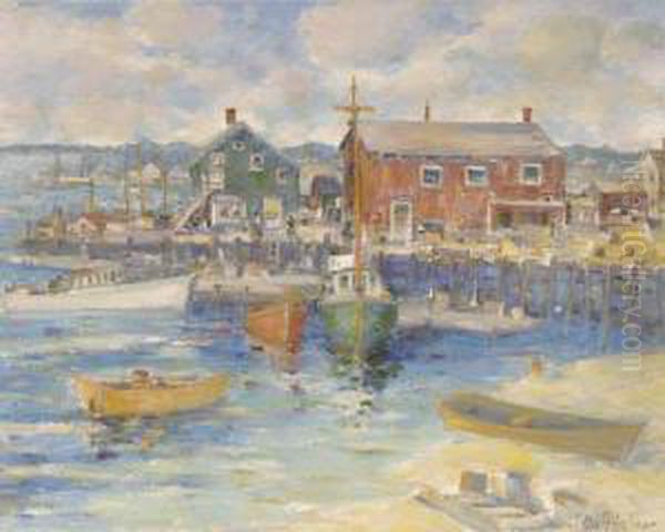 Harbor Life Oil Painting by Peter Bela Mayer