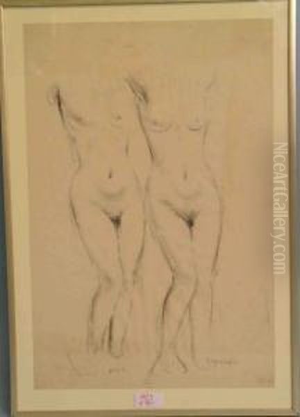 Zwei Weibliche Akte Oil Painting by Max Mayrshofer