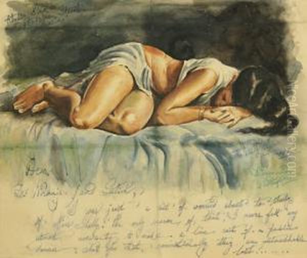 Study Of Miss Shelly Gupta Oil Painting by Hemendranath Mazumdar