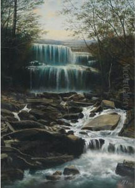 Falls At Waterdown Oil Painting by Henry Nesbitt Mcevoy