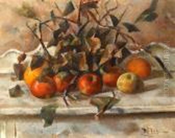 A Still Life With Fruit And Branches Oil Painting by Henry Lee Mcfee