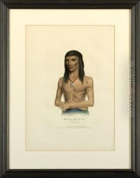 Young Ma-has-kah: Chief Of TheIoways Oil Painting by Mckenney Thomas & Hall James