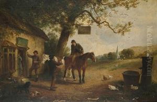 A Gossip At The Dog Oil Painting by Edwin Longsden Long