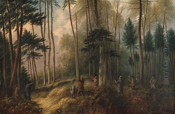 Pheasant Shooting Oil Painting by A. Mearns