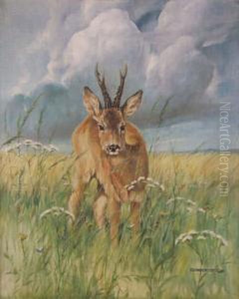 Ein Kapitaler Bock Oil Painting by Adalbert Meckel