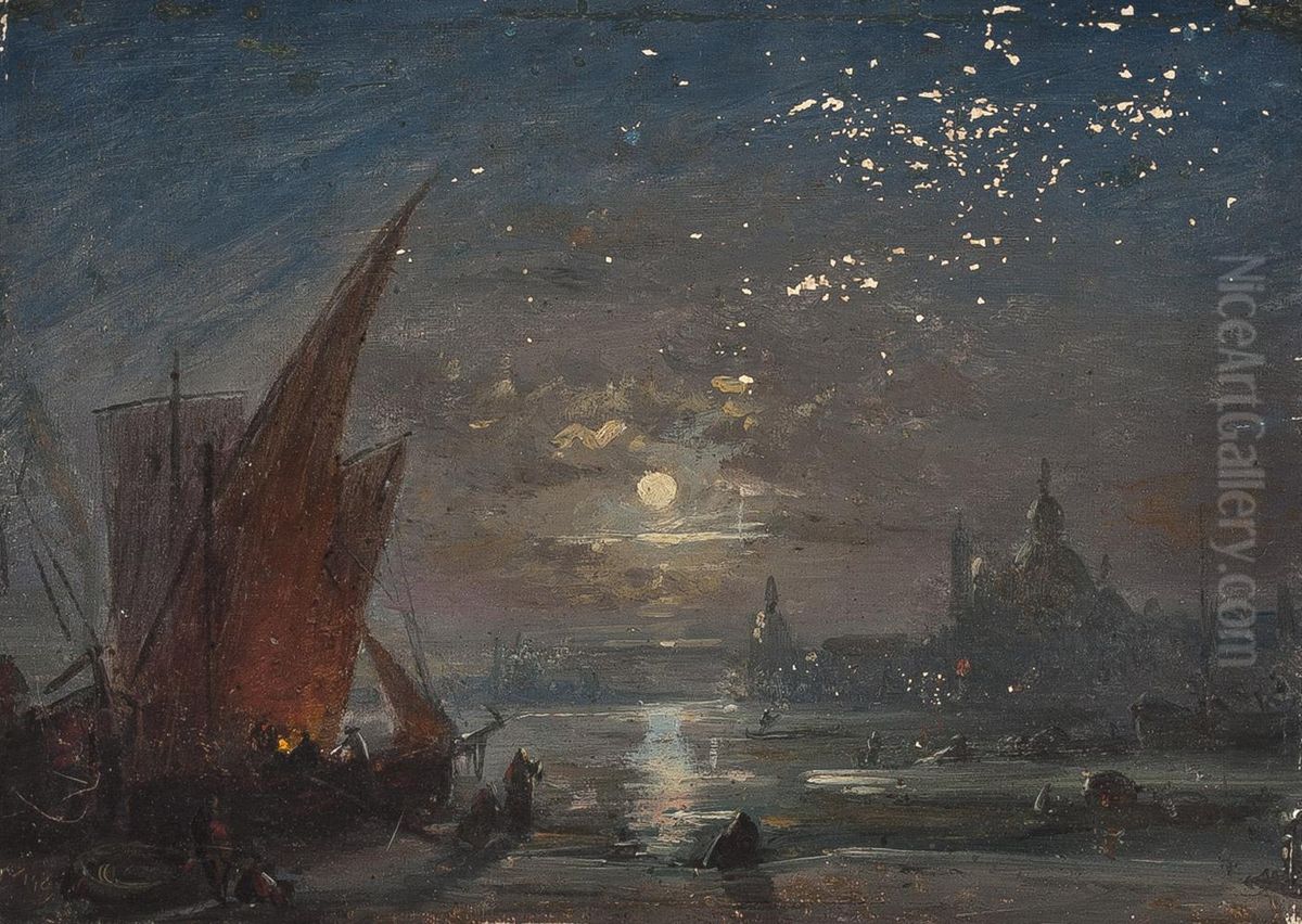 Nachtliche Ansicht Des Canal Grande In Venedig Oil Painting by Ludwig Mecklenburg