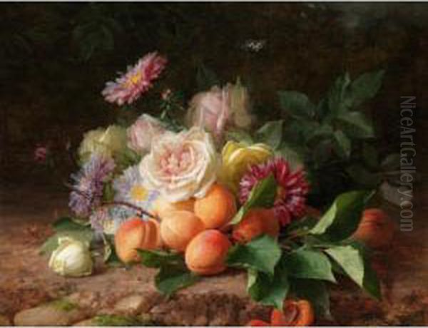 Still Life Of Flowers Oil Painting by Jules Ferdinand Medard
