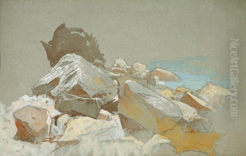 Sziklak Oil Painting by Laszlo Mednyanszky