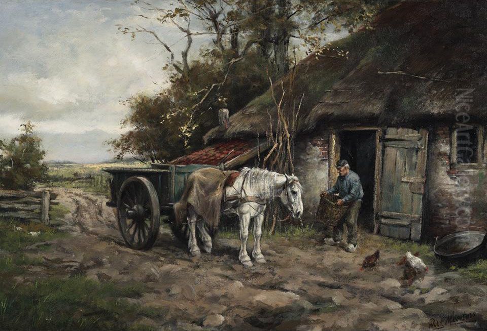 Morning Chores On The Farm Oil Painting by Dirk Meesters