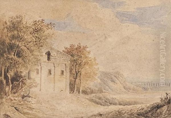 Italianate Landscape With Classical Ruin And Aquaduct Oil Painting by Joseph Meganck