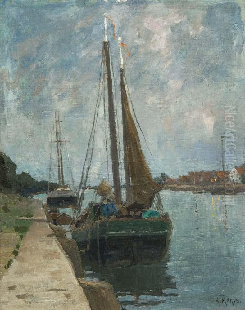 Segelboote Am Pier Oil Painting by Hanna Mehls