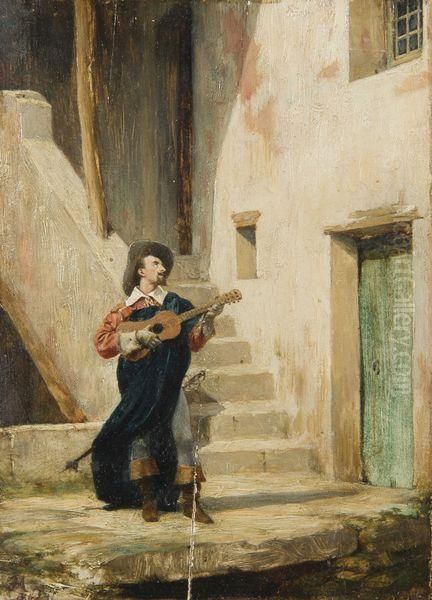 Joueur De Guitare Oil Painting by Jean-Louis-Ernest Meissonier