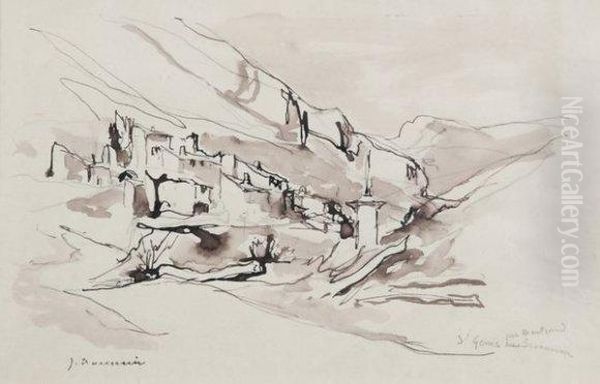 Le Prieure De Saint Genis Oil Painting by Joseph Francois X. Meissonnier