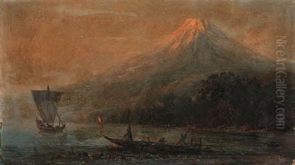 Mount Fiji, Japan Oil Painting by Fritz Sigfred Georg Melbye