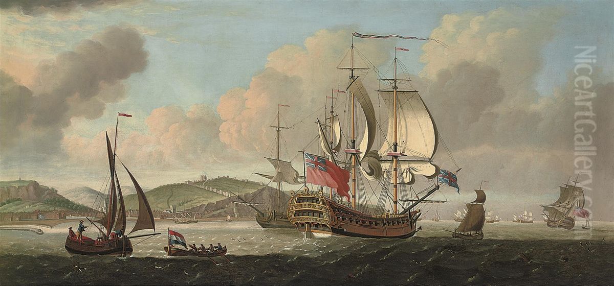 A Squadron Of The Red In The Channel Off Dover Oil Painting by Thomas Mellish